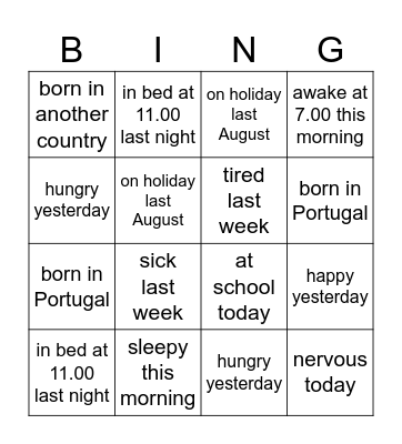 Were you...? Bingo Card