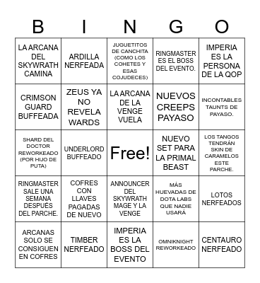 BINGO DE CROWNFALL DETE RANCIO Bingo Card