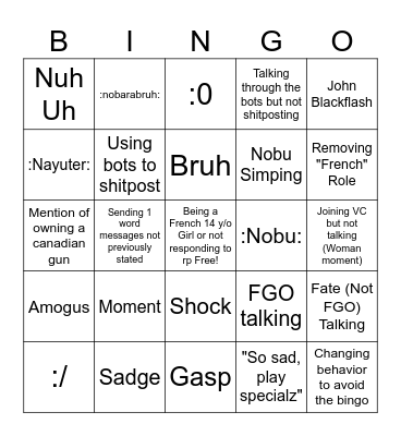 Archer Bingo Card