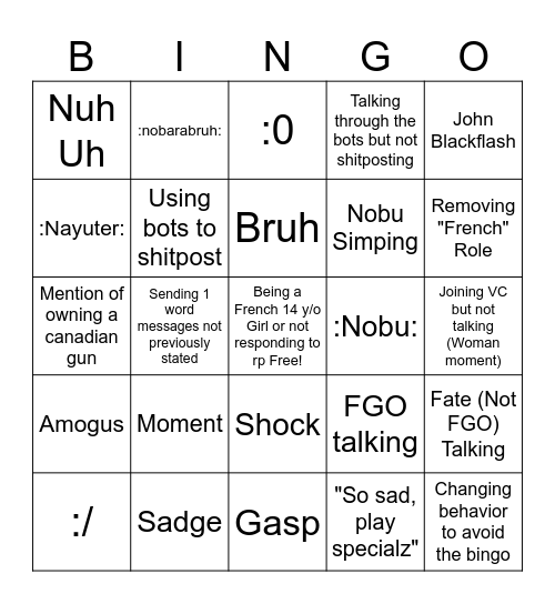 Archer Bingo Card