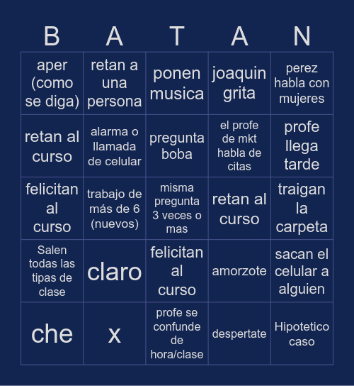 Bingo BATAN Bingo Card