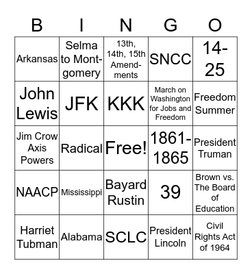 African American History I Bingo Card