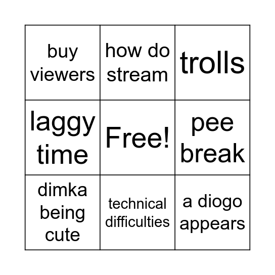 Iolo's Stream Bingo Card