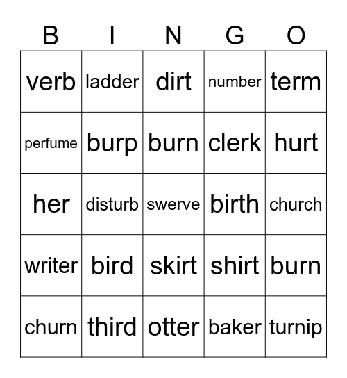 /er/ Bingo Card
