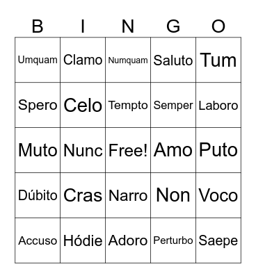 Latin Vocabulary Bingo Card