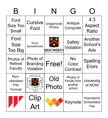 Bad Presentation Bingo Card