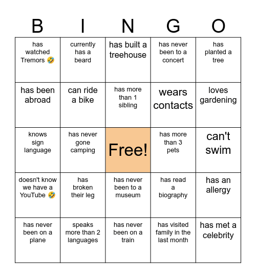 Find someone who... Bingo Card