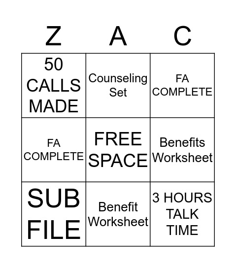 7TH FLOOR BINGO Card