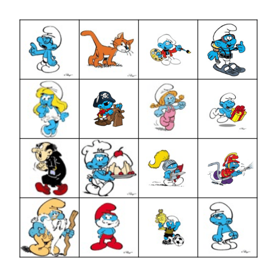 Bingo Schtroumpf! Bingo Card