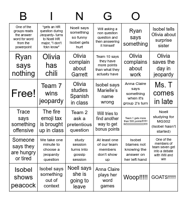 M302 Bingo Card