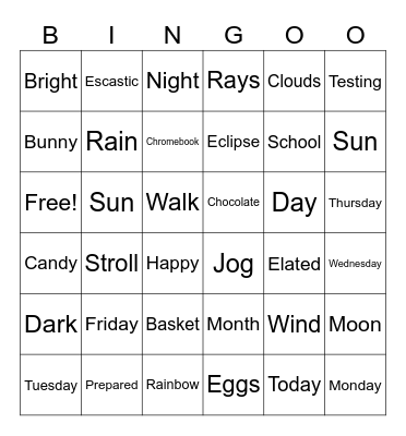 April Bingo Card