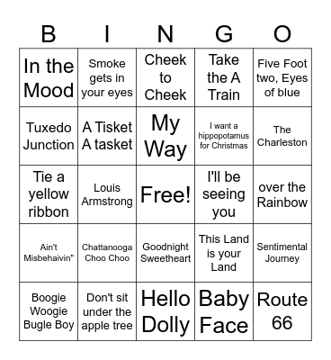 golden Age of Radio Bingo Card