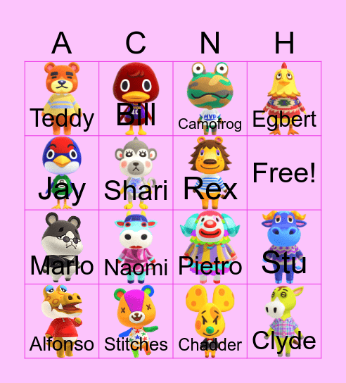 ACNH Bingo Card