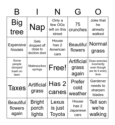 Things Ortiz Says Bingo Card