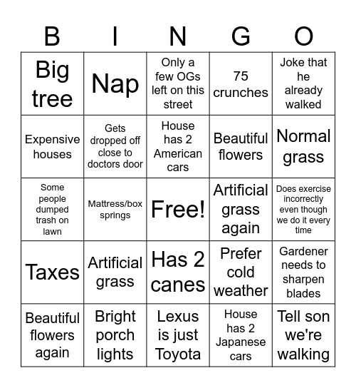 Things Ortiz Says Bingo Card