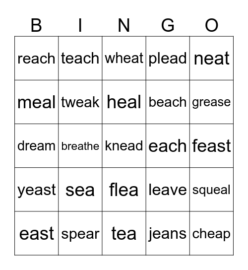 ea as long e Bingo Card