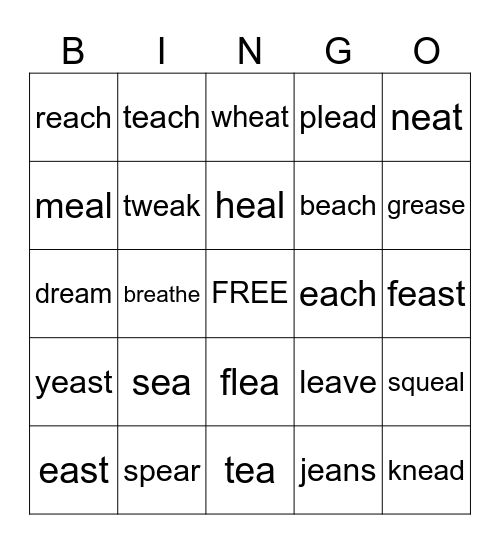 ea as long e Bingo Card