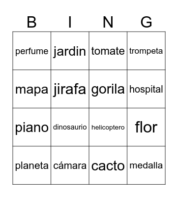 Cognates-Matamoscas 1o 2 Bingo Card