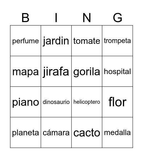 Cognates-Matamoscas 1o 2 Bingo Card