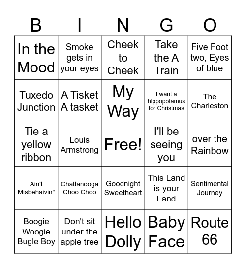 golden Age of Radio Bingo Card