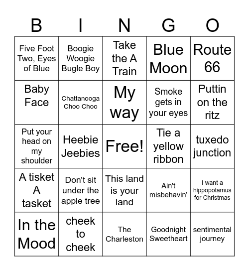 Golden Age of Radio Bingo Card