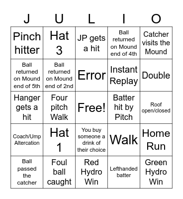 Baseball Bingo! Bingo Card