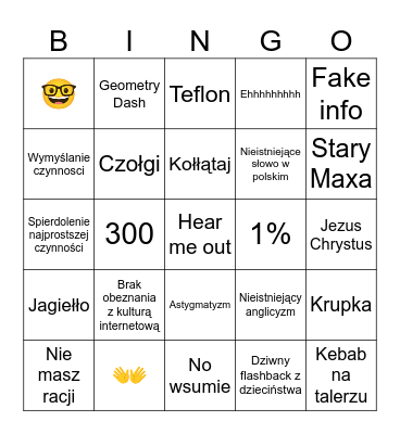 Maxymkowe bingo Card