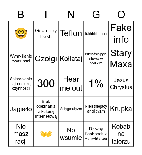 Maxymkowe bingo Card