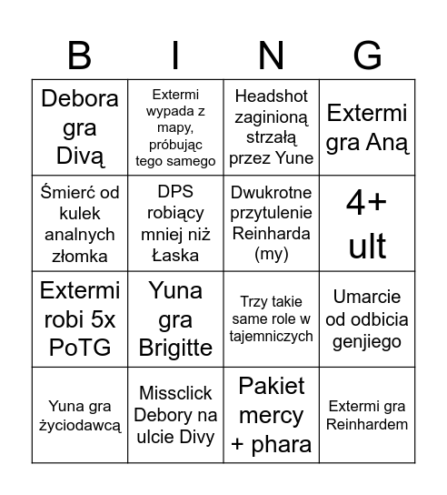 Overwatch bingo Card