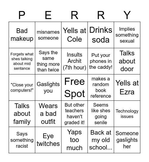 Mrs.Perry Bingo Card