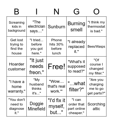 Call Center Bingo Card