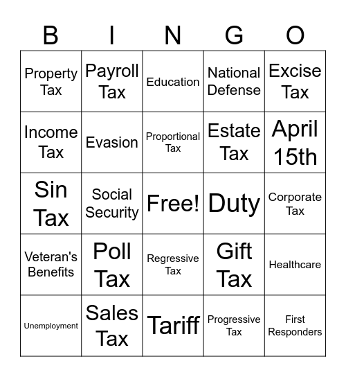 Taxes Time! Bingo Card