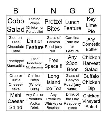 Bass Lake Bingo Card