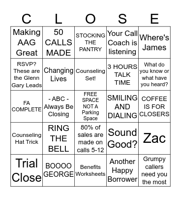 7TH FLOOR BINGO Card