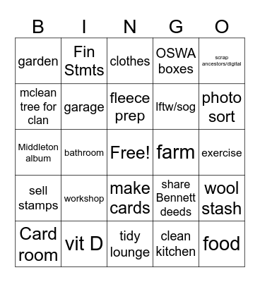 De Clutter Bingo Card