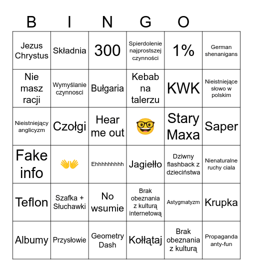 Maxymkowe bingo Card