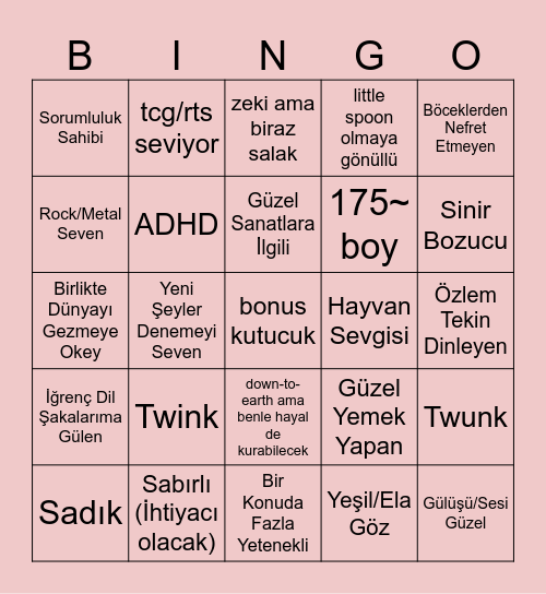 Crush Bingosu Bingo Card
