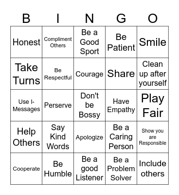 Friendship Bingo Card