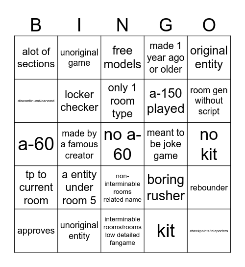 Rooms Bingo by XX-10 Bingo Card