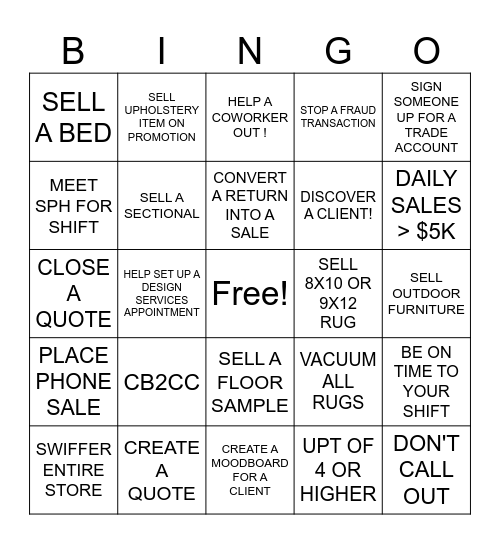 CB2 Soho Bingo Card