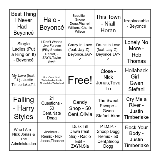 Going Solo Bingo Card