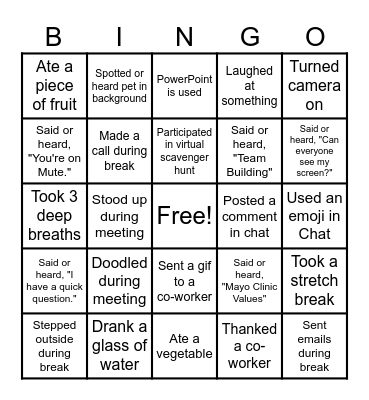 PPS Retreat BINGO Card