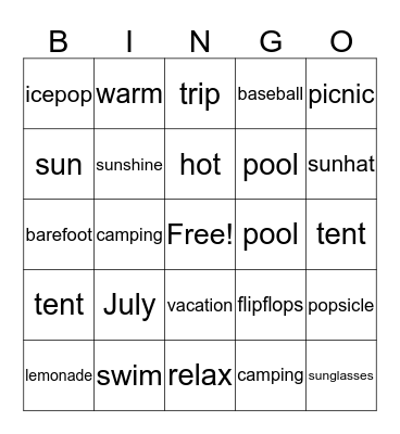 Summer Bingo Card