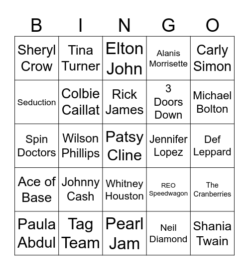MUSIC BINGO Card
