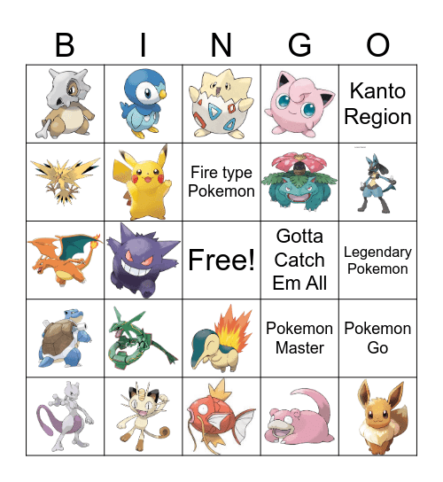 Pokemon Bingo Card