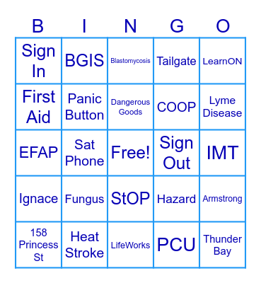 Health & Safety BINGO! Bingo Card