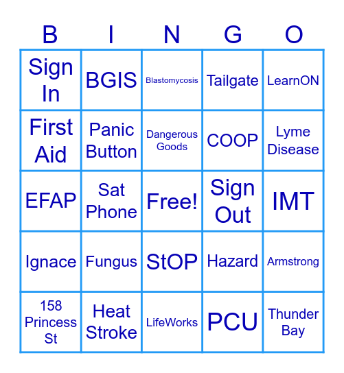 Health & Safety BINGO! Bingo Card