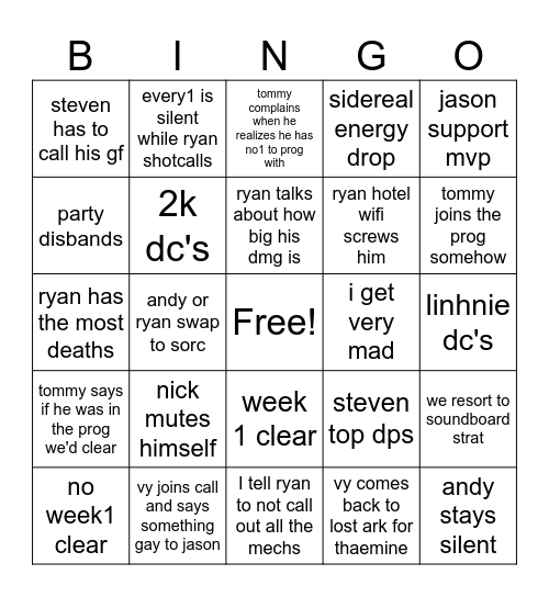 Thaemine Prog Bingo Card