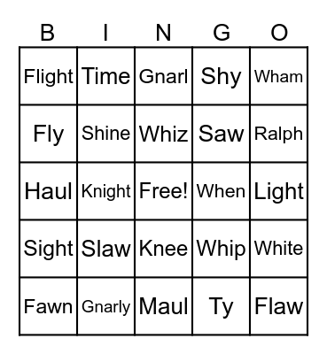 Review Bingo! Bingo Card
