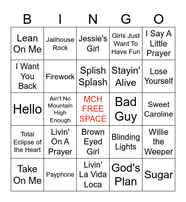Songs Through the Decades Bingo Card